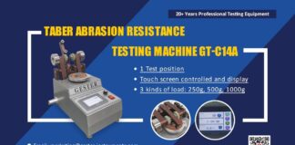 Thiết bị Taber Abrasion Tester GT-C14A – Công cụ không thể thiếu trong việc đo lường và kiểm tra chất lượng sản phẩm giày da và dệt may
