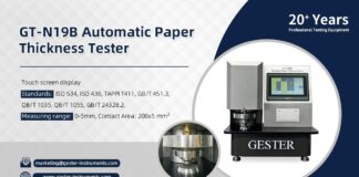 “Thiết bị đo độ dày giấy tự động có màn hình cảm ứng GT-N19B – Giải pháp tối ưu cho nhà máy và phòng thí nghiệm”