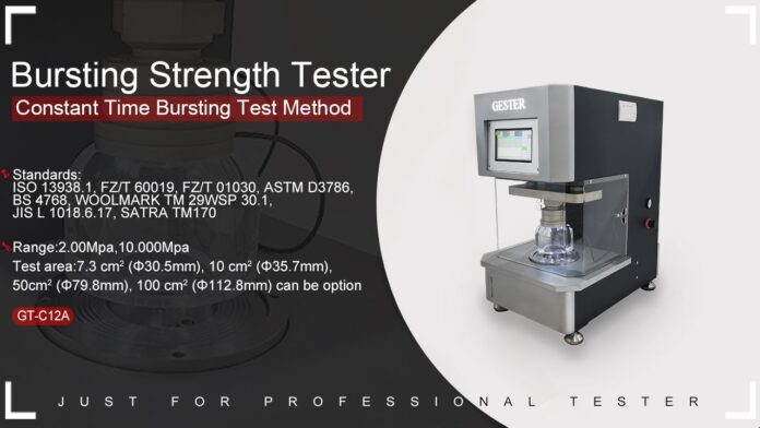 “Thiết bị đo đạc Fabric Bursting Strength Tester (CTB Test) GT-C12A – Sức mạnh tối đa cho sự đáng tin cậy trong sản xuất- tiêu chuẩn marketing